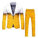 pvucpot Anzug Herren Oktoberfest Kleidung Anzug Rollenspiel Bier Party Kostüm Karneval Party Cosplay Anzug Fancy Dress Up Kostüm 3D Druck Herren Anzüge Anzugjacke und Anzughose 2-Teilig Lässige