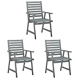 HETFTJN Dining Chairs Campingstuhl Klein Einfacher Strandstuhl Esszimmerstuhl - Garten-Essstühle mit Kissen 3 STK. Massivholz Akazie für Terrassen Garden Outdoor Balcony