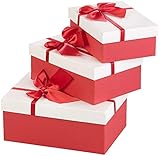 Your Design Geschenkbox: 3er-Set edle Geschenk-Boxen mit roter Schleife, 3 Verschiedene Größen (Geschenkbox mit Schleife)