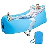 Melldrry Luft Sitzsack, Luftsofa Outdoor Camping, Aufblasbarer Sessel, Aufblasbares Strandsofa, Mit dem Portable Package (Blau)