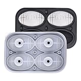 BommFu Fußball ball Form,Vier Kavitäten Dreidimensional Küchenform - Silikon Cupcake Dekorations Form,Für Bar Whisky Cocktails Kaffee Wasser Kühlschrank Gefrierschrank Kuchen Schokolade Süßigkeiten