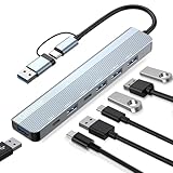 7-IN-2 USB-C Hub, USB3.0 Multiport Verteiler Adapter with USB 3.0, 2.0 Ports, Typ-C, USBType-C Mehrfachstecker Splitter für MacBook, Surface, Dell, Thinkpad, Laptop, Desktop, PS4/5, TV usw