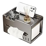 Aluminium-Serviettenregal mit Wandhalterung, rostfreier Toilettenpapierhalter mit Ablage, Spender, moderner Taschentuch-Organizer für Badezimmerzubehör, Küche, WC, Aufbewahrung, kompakter