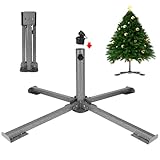 EFUTURETIME Metall Weihnachtsbaumständer Ø2,5-4,5cm, Christbaumständer Klein Faltbarer Sonnenschirmständer für Baumhöhe 60-200cm Künstliche, Outdoor und Innen Verwendbar, Schwarz