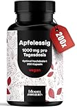 Apfelessig Kapseln - 200 Kapseln Hochdosiert - 1000mg pro Portion - Apple Cider Vinegar Kapseln, Apfelessig Tabletten - Vegan, produziert in Deutschland, laborgeprüft