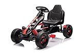 NINODOVAE Kinder Go-Kart, Pedal Go-Kart mit verstellbarem Sit, aufblasbare Eva-Reifen, Stoßdämpfer, für Kinder ab 3 Jahren, rot