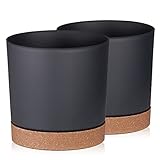 Tymar Blumentopf mit Untersetzer, 2er-Pack, dekorativer Pflanzentopf aus Kunststoff, Moderne, Runde Form, für Innenräume (ø 30 cm, (2pack) KOR Graphit)