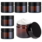 6 Stück Braunglas Salbentiegel 50ml,Cremedosen zum Befüllen Braunglas Cremetiegel Salbendosen Kosmetik Behälter, mit Deckel und Liner für Kosmetik,Lotion,Cremes