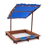 Sandkasten mit Abdeckung, 126x121x118cm Kinder Sandbox Sandkiste, Holzsandkaste Freistehend Kindersandkasten für Hinterhöfe Gärten Terrassen