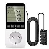 Temperaturregler Steckdose 230V mit Fühler Digitaler Hygrostat Feuchteregler, Luftfeuchtigkeitsregler mit Alarm für Luftbefeuchter Luftentfeuchter Terrarium