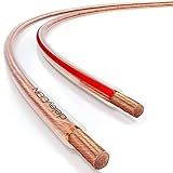 deleyCON 10m Lautsprecherkabel 2x 4,0 mm² - reines Kupfer - OFC Speaker Cable Kabel - Audio Boxenkabel für HiFi Lautsprecher & Surround - Polaritätskennzeichnung - Transparent