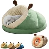 Qosigote Schaffe Das Ultimative Kuschelparadies Mit Snugaraa, Katzenbett In Pantoffelform, Plüsch Katzenhöhle, Waschbar Kuschelhöhle Hund, rutschfeste Unterseite (M 50 * 35 * 25cm,Grün)