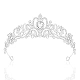Rierousy Tiara Hochzeit, Krone Damen, Krone Braut, Kristallkrone Strass Krone, Hochzeit Diadem für Hochzeiten, Abschlussbälle, Festumzüge, Prinzessinnenpartys, Geburtstagsfeiern Usw (silbrig)