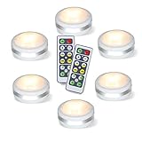 Led Schrankbeleuchtung Batterie, 6er Unterbauleuchte Küche mit Fernbedienung, Kabellos Schranklicht Batteriebetrieben, Led Dimmbar Spot Nachtlicht für Treppen Vitrine Schrank Halloween Kürbis