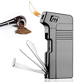 Pfeifenfeuerzeug, Nachfüllbares Feuerzeug, Vintage Fackel Feuerzeug, Soft Flame Feuerzeug, Tabak Pfeifen Feuerzeug mit 3 Rohrreinigerwerkzeugen, Kreatives Feuerzeug für Männer (Ohne Gas Verkauft)