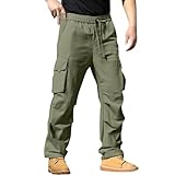 Cargohose Herren Langlebig Arbeitshose Outdoor Trekkinghose Elastische Bund Taktischehosen Wasserdicht Wandernhose Leichtgewichts Rangerhose Ripstop Kampfhose mit Taillengürtel und Taschen