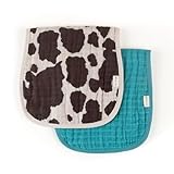 Itzy Ritzy Spucktücher Baby – 2er Set weiche Mulltücher Baby 80x80 – Musselin Tücherfür Mädchen & Jungen, Extra Saugstark & Hautfreundlich, Waschbare Baumwolltücher – Kuhdruck