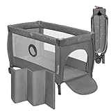 Lionelo Stefi Plus 2-in-1 Reisebett und Laufstall bis 15 kg Babybett Kinderreisebett mit Matratze Seitlicher Eingang mit Reißverschluss Hochwertige Schaumstoffmatratze