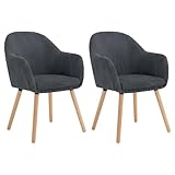 WOLTU Esszimmerstühle 2er Set, Stuhl Esszimmer Esstisch, Küchenstuhl Armlehnstuhl Polsterstuhl, Sessel Wohnzimmer Modern, mit Armlehnen, aus Cord, Massivholzbeine, Dunkelgrau, EZS26dgr-2