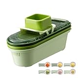 Schneider und Zerkleinerer für Lebensmittel, Karottenzerkleinerer, tragbarer Gemüseschneider, Mehrzweck-Gemüseschneider mit 6 Schneiden und 3 Körben, Küchenwerkzeug für