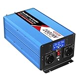 BENNTOP 2000W/4000W DC 12V auf AC 230V Reiner Sinus-Wechselrichter,Spannungswandler mit 2 AC Buchsen,1 USB Anschluss, LCD Anzeige, für Auto und Wohnmobil