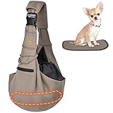 CUBY Hundetragetasche, Tragetücher Hunde, freihändiges atmungsaktives Mesh verstellbar für kleine Hunde und Katzen (Verstellbarer Schultergurt, Braun)
