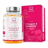 Vitamin B Komplex Hochdosiert - 180 Kapseln Vitamin Komplex mit 8 essentiellen B Vitamine: Vitamin B12 Hochdosiert, Folsäure, Vitamin B5, Vitamin B1, Vitamin B6, B3 Niacin, B8 Biotin, Inositol, Cholin