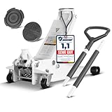 STAHLWERK Wagenheber WHW-73 ST mit 3 t Tragkraft, gummierten Rollen, Doppelhubkolben und 73-500 mm Hubbereich | extra Flacher Rangierwagenheber | Hydraulik-Wagenheber | weißer Autoheber