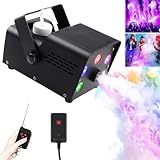 Nebelmaschine,500W Mini Fog Rauchmaschine mit 5 LED Licht, RGB Effekt Nebelmaschine mit Drahtloser Fernbedienung für DJ Party Hochzeitsfeiern Bühnenauftritte und HalloweenWeihnachten