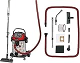 Einhell Nass-Trockensauger TE-VC 2025 SACL (Staubschutzkl. L, für Staubpartikel mit AGW-Werten 1 mg/m³, 25l-Edelstahltank, Filterreinigung, Gerätesteckdose, inkl. Düsen u. Filter), Rot , Schwarz