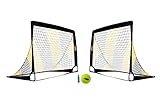 POWERSHOT Fußballtor Pop up - 2 Größen und 3 Farben zur Auswahl - 2er Set - faltbares Garten Fußballtor für Kinder (Schwarz/Gelb, 180 x 120cm) - Neu: Mit einem kleinen Ballon und Einer kleinen Pumpe!