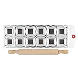 Hochwertigen Edelstahl Ravioli Ausstechformen mit Nudelholz, FantasyDay 2er Set Knödel-Hersteller Pierogie Ravioliformer Knödelform Tortellini Form Ravioli-Stempel, Raviolischneider Gebäck-Werkzeug