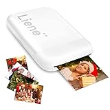Liene 2x3'' Mini Fotodrucker Smartphone, Mini Tragbarer Sofortbilddrucker mit 5 Zink Klebepapier, Bluetooth 5.0, Kompatibel mit IOS & Android, Kleiner Handy Fotodrucker für iPhone - Weiß