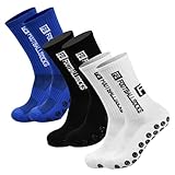 3er-Pack Fußballsocken Herren Mittelhoch Schwarz/Weiß/Blau Gr. 39-46 Atmungsaktiv Rutschfest