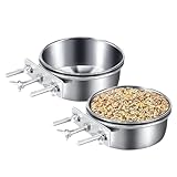 FEMONGY Vogel zubehör 2 Stück futterschale vögel zum Einhängen Edelstahlnapf mit Halter wellensittich zubehör, Papageien-Futterbecher, Wassernapf (10X4.5 cm)