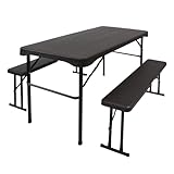 Bierzeltgarnitur Camping Garnitur Festzeltgarnitur Kurz | Gartenmöbel Set 3tlg. | 2 Bierbänke 1 Tisch Camping Campingbedarf Gartenparty Balkon Garnitur im Auto transportierbar (grau | anthrazit)