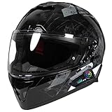 Motocross-Helm ECE 22.06 Genehmigung Integralhelm Mit Sonnenblende, Motorradhelm Full Face Für Damen Herren, Rollerhelm Sturzhelm A,XXL/(61~62cm)