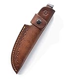Angus Stoke Hochwertige Leder Messerscheide für die Jagd, Freizeit & Küche - Messertache für Gürtel extra Dickes Leder und Sicherung - Messertasche John (Braun)