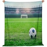 Kuscheldecke Flauschige 220x240 cm - Wiese Fußball Print Decke, Sportelemente Weiche Flanell Decke Warme Wohndecke Sofadecke Couchdecke Bettüberwurf oder Tagesdecken Geeignet