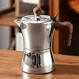 Italienischer Kaffee-Perkolator, Espressokocher für 3 Tassen, Aluminium, Mokkakanne mit Holzgriff