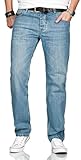ALESSANDRO SALVARINI Herren Jeans Comfort Fit gerades Bein Komfort-Jeans Denim Jeanshose [AS-200-Hellblau-W34-L32]