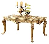 Küche Esstisch Set Esstisch Mod Massivholz Esstisch Europäischer Luxus Rechteckig Geschnitzt Esstisch für High-End-Heimgebrauch Geschnitzte Tischplatte Gold