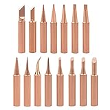 Saipor 15 Stück Reines Kupfer Lötspitzen Set 900M Lötspitze Ersatz Bleifrei Lötstation Tool für Hakko, TENMA, ATTEN, Quick, Aoyue, Yihua lötkolben