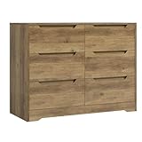 HOCSOK Kommode mit 6 Schubladen, Sideboard Schubladenschrank aus Holz, Kommode für Schlafzimmer, Wohnzimmer, Flur, Modern, 108 x 82,5 x 39 cm