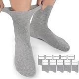 Mowenti Diabetikersocken 10 Paar ohne Gummibund, Mit Baumwolle, Für Damen & Herren - Socken ohne Störende Naht, Diabetiker Socken ohne Bund 47-50 Grau Herrensocken Damensocken