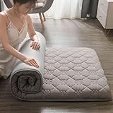 Japanische Boden-Futon-Matratze, faltbar, aufrollbar, für den Boden, Thai-Matte, Grau, volle Größe (120 x 200 cm)