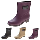 Gummischuhe Damen, Halbhoche Weitschaft Regenschuhe, Damen Gummistiefel, Kurze Regenstiefel, Wasserdicht Stiefeletten, Rain Boots, Mode Gartenschuhe mit rutschfest Sohle