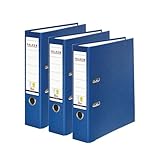 Original Falken 3er Pack PP-Color Ordner. Made in Germany. 8 cm breit DIN A4 blau Vegan Kunststoff-Ordner Ringordner Aktenordner Briefordner Büroordner Plastikordner Schlitzordner