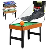 SPORTNOW 5-in-1 Multi Spieltisch Multifunktionstisch mit Tischtennis Billardtisch Tischfußball Hockey Basketball Kickertisch inkl Zubehör Spieletisch für Spielzimmer Bars Partys für Kinder Erwachsene