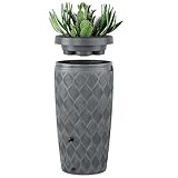 Regentonne-Regenfass 240 Liter mit im Deckel integrierter Pflanzschale Modell Flow Farbe anthrazit Regenwassertank mit Wasserhahn